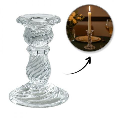 Bougeoir décoratif en verre Glamour 9,5 cm - SW12 (1/4)