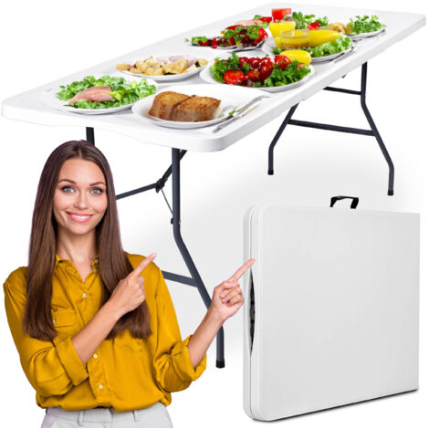 Table de traiteur BALI WHITE pliable en valise 180 cm blanche (1/5)
