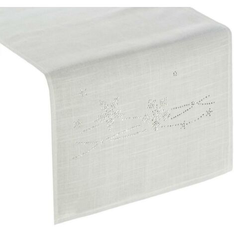 Nappe chemin de table de Noël 40x140 Agata argent flocons de neige paillettes Eurofirany (1/3)