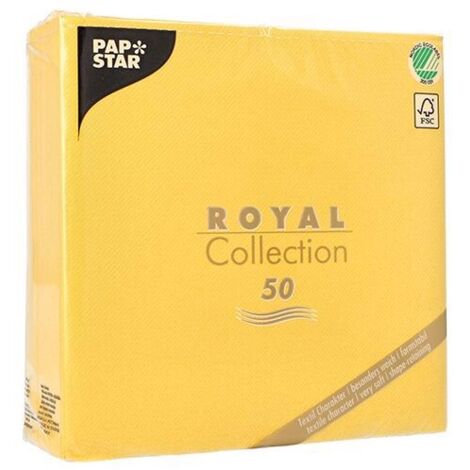 Serviettes de table 40x40 cm jaune royal, lot de 50 (1/2)