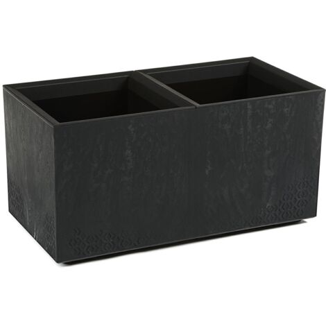 Pot de fleurs Bétonique en béton noir recyclé (1/4)