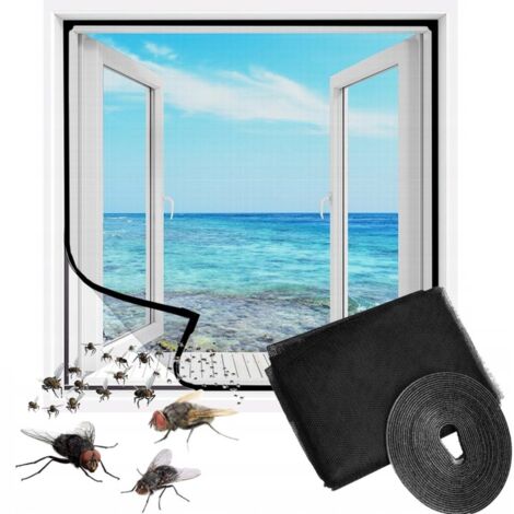 Moustiquaire ZZ81 pour fenêtres, 150 x 180 cm + VELOCK noir, contre les moustiques et les mouches (1/5)