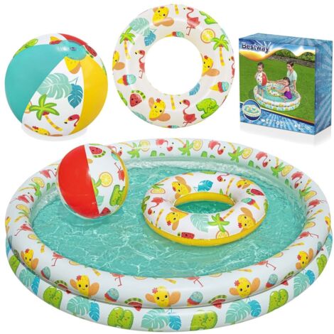 Piscine pour enfants 3 en 1 122 x 20 cm + ROUE + BALLON Bestway 51124 (1/5)