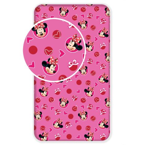 Drap-housse en coton 90x200 cm Mini Mouse 2888 Minnie Mouse pour enfants JF24 (1/2)