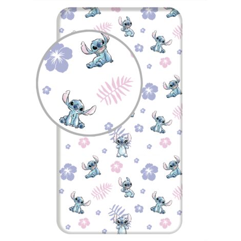 Disney - Drap housse en coton "Lilo & Stitch" - Blanc/Rose - 90 x 200 cm - Livraison gratuite (1/4)