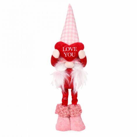 Nain de la Saint-Valentin, grande figurine rose avec cœur « JE T'AIME » KSN61 (1/3)
