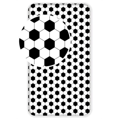 Drap en coton football - 90 x 200 + 25 cm - Blanc et Noir - Livraison gratuite (1/3)