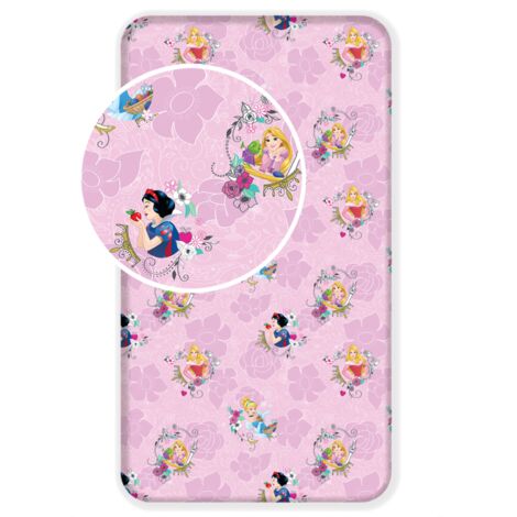 Disney - Drap housse en coton "Princesses Disney" - Rose - 90 x 200 cm - Livraison gratuite (1/4)