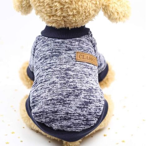 Pull chaud bleu marine pour chien et chat, taille M (1/4)