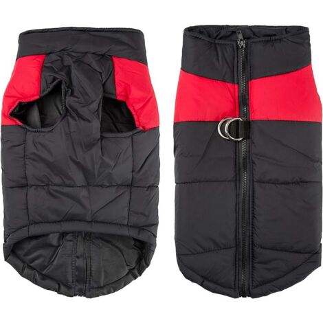 Gilet d'hiver pour chien noir et rouge, taille S (1/5)