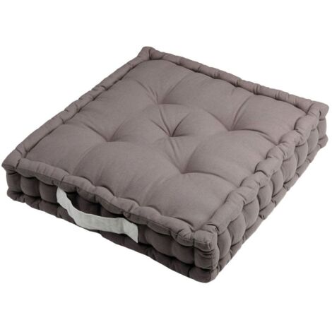 Homemaison – Coussin de sol épais en coton gris et perle 45 x 45 x 10 cm – Confort optimal pour espaces de vie – 100% coton