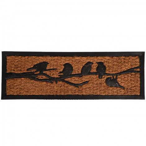 Paillasson en fibres de coco 75 x 25 cm – Résistant aux intempéries – Motifs oiseaux – Caoutchouc antidérapant – Best For Boots (1/2)