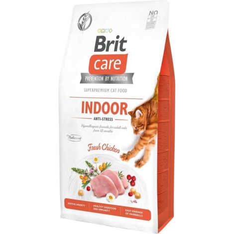 BRIT CARE CAT, ALIMENT ANTISTRESS SANS CÉRÉALES POUR CHATS D'INTÉRIEUR, 7 kg