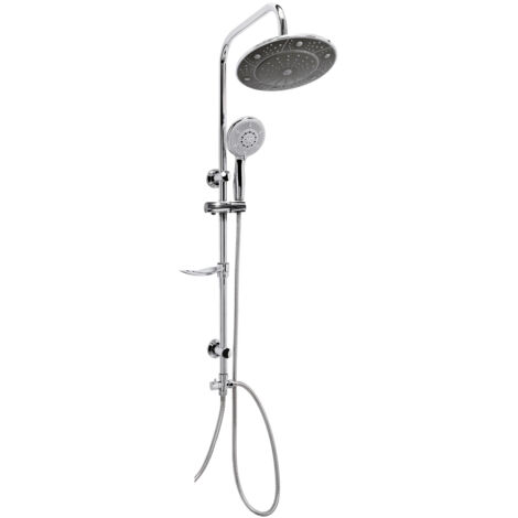 Colonne De Douche Sans Mitigeur Chrome Rond Système De Douche Avec Douchette Set (1/4)