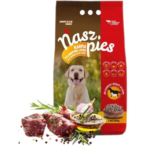 BIOFEED Nasz Pies medium & large Beef - nourriture sèche pour chiens - 15kg (1/3)