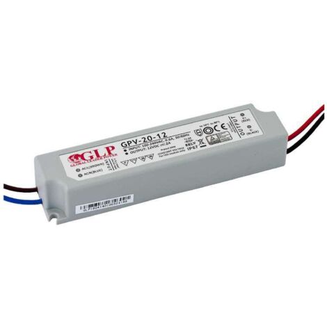 Barcelona Led – Alimentation LED 12V 20W 2A étanche IP67 – Bloc d'alimentation pour éclairage extérieur – Installation facile dans espaces restreints - DC12V