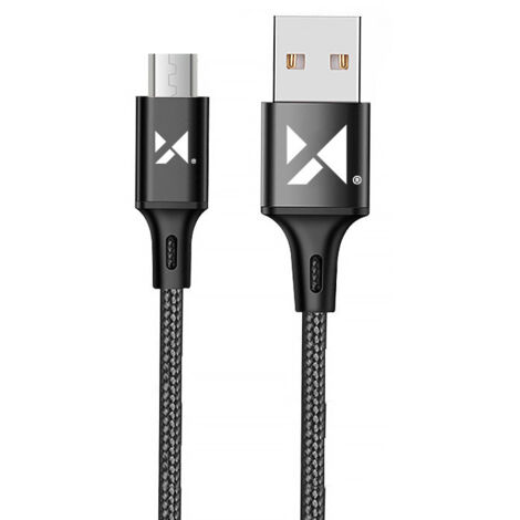 Câble USB microUSB 2,4 A tressé résistant, 1 m, noir (1/5)