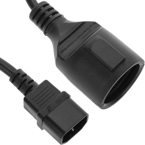 Rallonge électrique IEC 320 C14-schuko(F) 20 cm noire CA-C14E-10CC-0018-BK (1/5)