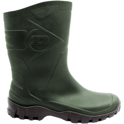 Dunlop – Bottes imperméables en PVC vert 43 – Semelle résistante à l'huile – Botte mi-mollet pour chantiers humides