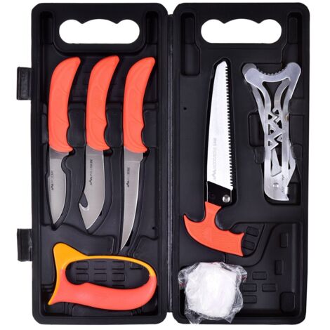 Kit de chasse Outdoor Edge Wild Pak, comprenant couteaux, lame, écarteur, gants et affûteur. (1/5)