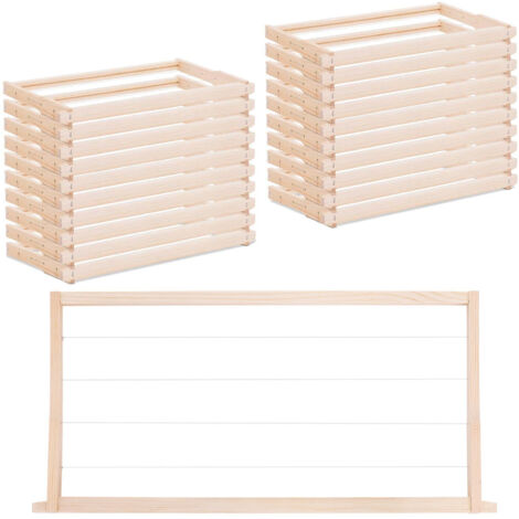 Cadre de ruche Langstroth, grillagé, en pin, 232 mm - 20 pièces