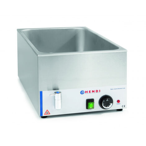 Bain-marie électrique réglable pour GN1/1 150 mm avec robinet - Hendi 238912