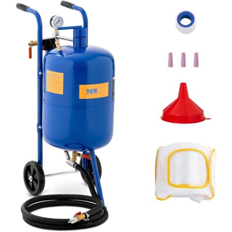 MSW – Sableuse pneumatique mobile 40 l – Pression 8,6 bars – Pour décapage peinture et rouille sur métal, bois, verre