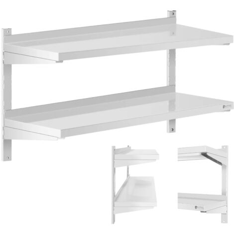 Royal Catering – Étagère murale 100 x 40 cm – Acier inoxydable – 2 tablettes – Charge maximale 160 kg – Installation réglable
