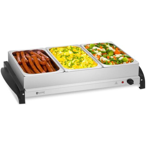 Royal Catering – Chauffe-plats électrique 3 bacs 400 W – Maintien au chaud pour traiteurs – Design élégant pour professionnels – Idéal pour réceptions