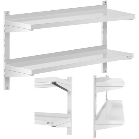 Royal Catering – Étagère murale réglable en acier inoxydable 100 x 30 cm – Charge maximale 150 kg – Pour ustensiles de cuisine – Installation facile