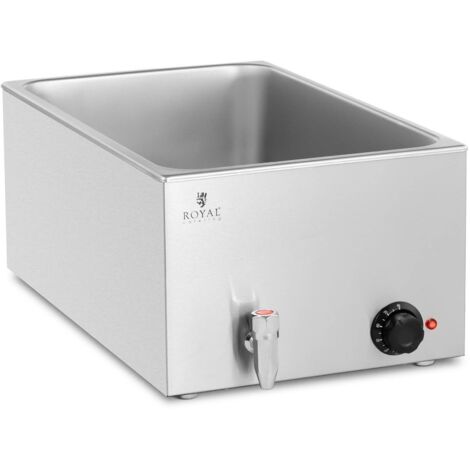 Royal Catering – Bain-marie électrique 600 W – Acier inoxydable – Robinet de vidange – Compatible bacs GN 1/1 pour restaurants et traiteurs