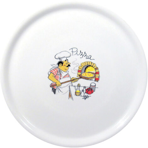 Assiette à pizza traditionnelle en porcelaine, blanche, diamètre 31 cm - lot de 6