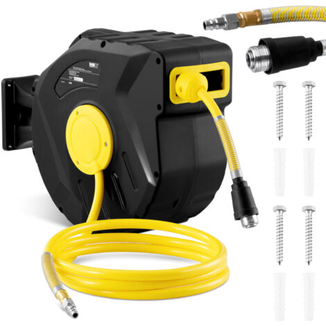 MSW – Enrouleur pneumatique automatique 20 + 3 m – Pression max 18 bars – Raccord 1/4 NPT/BSPT – Installation murale rapide (1/5)