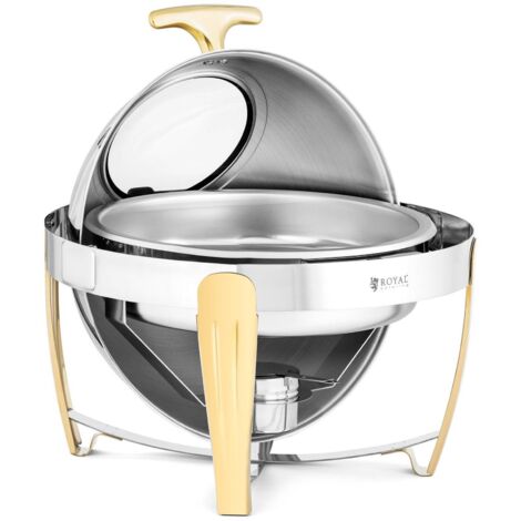 Royal Catering – Chauffe-plat professionnel 6 l en acier inoxydable – Design élégant pour buffets et traiteurs – Système de bain-marie pour maintien au chaud
