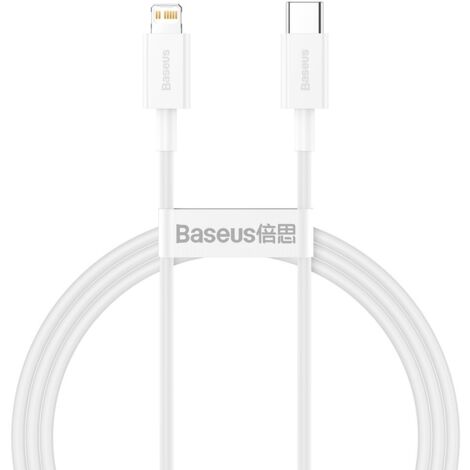 Câble USB Type C - Lightning pour iPhone, alimentation 20 W, 1 m, blanc