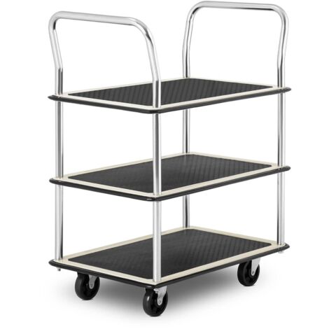 MSW – Chariot d'atelier 3 plateaux – Dimensions plateaux 72 x 43 cm – Charge maximale 150 kg – Acier durable – Roulettes antidérapantes