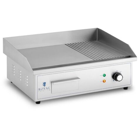 Royal Catering – Plancha électrique 3000 W – Surface de cuisson 548 x 350 mm – Thermostat automatique pour cuisson optimale – Acier inoxydable durable