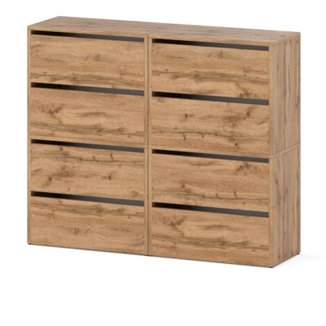 Meuble à chaussures modulable en chêne Wotan 120 cm – 3 étagères – Design élégant pour entrée ou dressing – Protection contre la poussière (1/5)