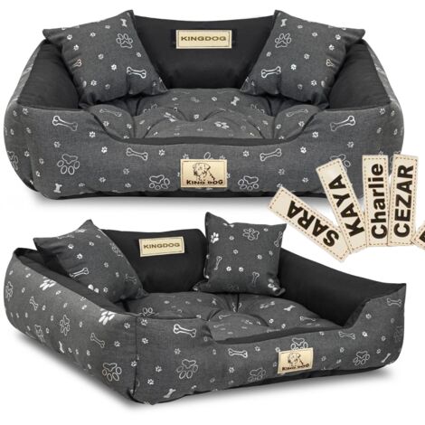 Panier pour chien KINGDOG 115x95 cm personnalisé imperméable en forme d'os argentés