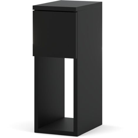 Table de chevet étroite 20 cm – 1 tiroir sans poignée – Panneau stratifié blanc mat – Coulisses à roulettes pour tiroir (1/5)