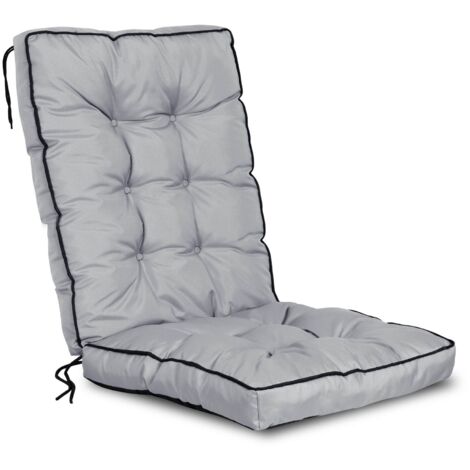 Coussin de chaise de jardin, bord haut avec passepoil, 50 x 50 x 80 cm, gris foncé