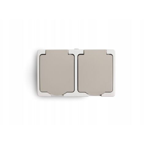 Prise iLuve AQUALUX grise NT 2X Z/U avec rabat IP54 Bornes à vis 744335 (1/2)