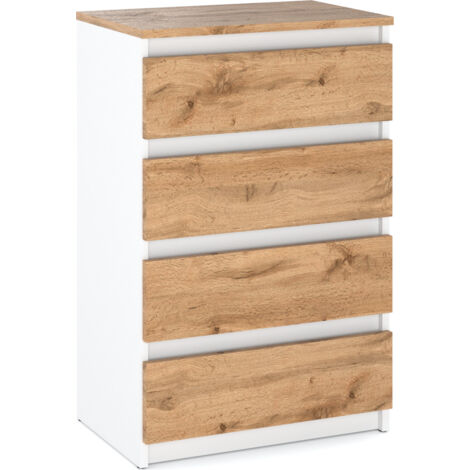 Commode Wotan en chêne blanc, meuble TV de 60 cm pour salon/buffet