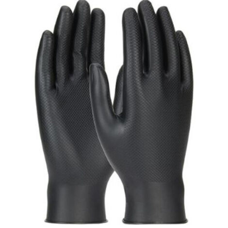 Gants jetables nitrile noir T9 – Résistance chimique – Finition texturée pour excellente préhension – Compatible écrans tactiles – Grippaz