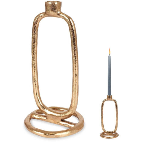 Bougeoir en aluminium doré pour bougie, décoratif, élégant, de table, 24 cm (1/5)