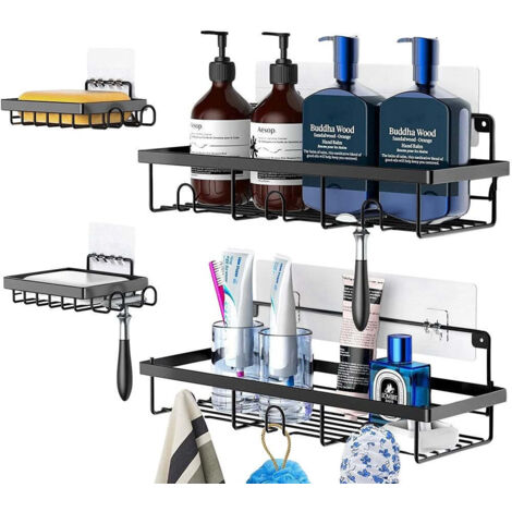 Étagère adhésive pour salle de bain et cuisine, lot de 4, 569735 (1/5)