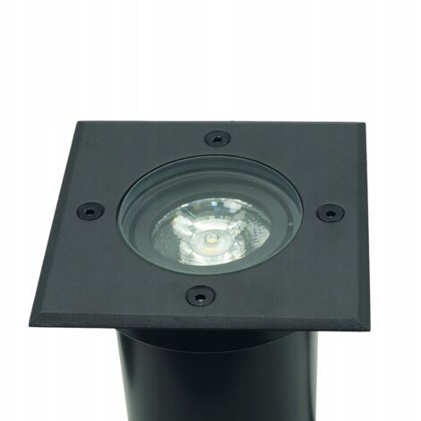 Lampe de jardin carrée noire orientable 11 cm, culot GU10, 10 W, indice de protection IP67 et IK09