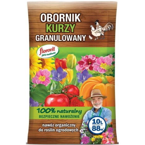 Engrais granulé organique Florovit à base de fumier de poulet 10 l (1/2)