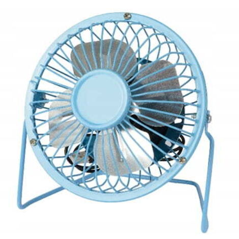 Ventilateur de bureau en métal 14,5 x 8 x 15 cm, USB, rose/bleu (1/2)