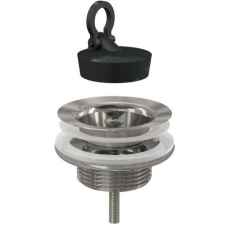 Bonde de lavabo en acier inoxydable 5/4" avec bouchon en PVC, haute qualité (1/2)